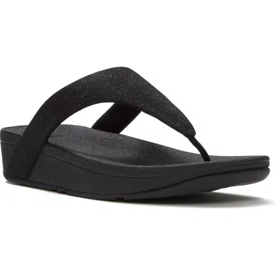 Fitflop Flowrise Glitz Wedge Flip Flop In Black
