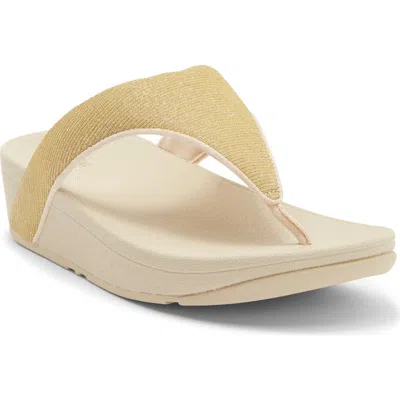 Fitflop Flowrise Glitz Wedge Flip Flop In Gold