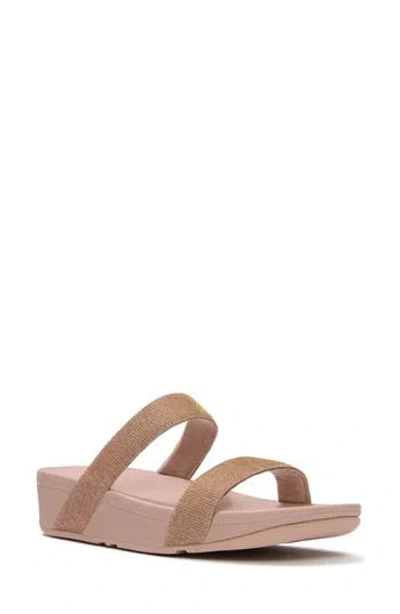 Fitflop Flowrise Glitz Wedge Slide Sandal In Gold