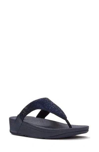 Fitflop Flowrise Rhinestone Wedge Flip Flop In Blue