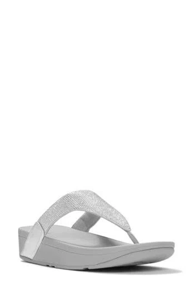Fitflop Flowrise Rhinestone Wedge Flip Flop In Silver