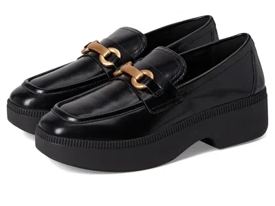 Fitflop F-luma Chunky-snaffle Box-leather Demi-wedge Loafers In Black