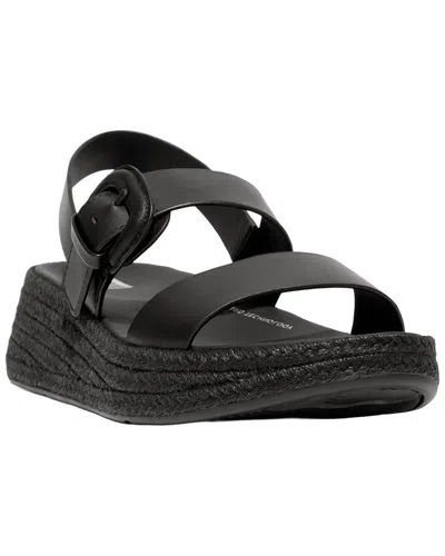 Fitflop F-mode Espadrille Buckle Leather Flatform Sandal In Black