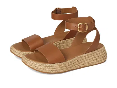 Fitflop F-mode Espadrille Leather Flatform A/strap Sandals In Brown