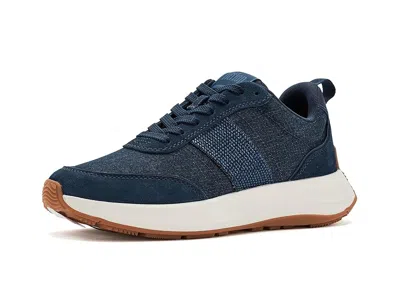 Fitflop F-mode Flow Crystal Denim/suede Sneakers In Blue