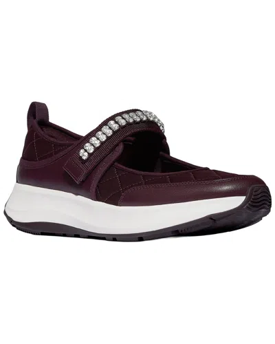 Fitflop F-mode Flow Crystal Mary Jane Sneaker In Burgundy