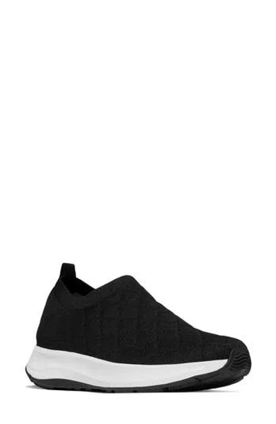 Fitflop F-mode Flow Quilted Knit Sneaker In Black