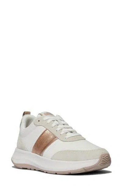 Fitflop F-mode Flow Sequin Leather Sneaker In White