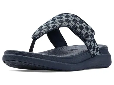 Fitflop F-mode Go Adj. Checkerboard-denim Toe-post Sandals In Blue