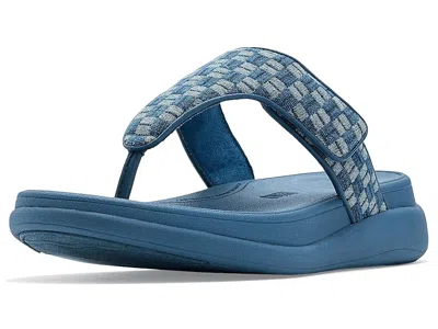 Fitflop F-mode Go Adj. Checkerboard-denim Toe-post Sandals In Blue