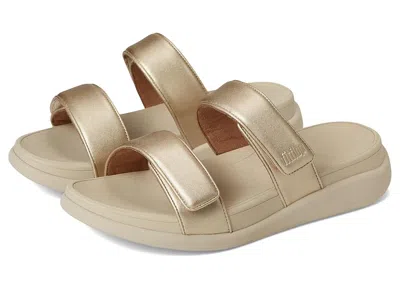 Fitflop F-mode Go Adjustable Flatform 2-bar Slides In Silver