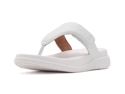Fitflop F-mode Go Adjustable Flatform Toe-post Sandals In White