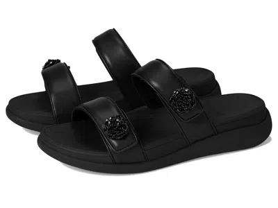Fitflop F-mode Go Beadie-button Adj. Flatform 2-bar Slides In Black