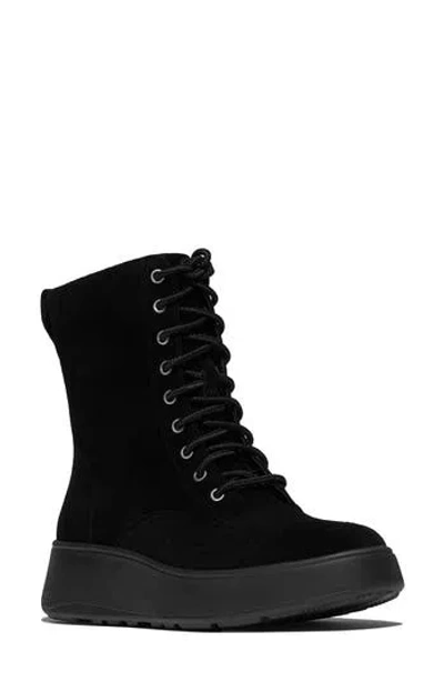 Fitflop F-mode Suede Flatform Boot In Black