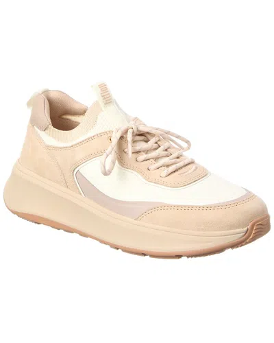 Fitflop F-mode Suede/knit Flatform Slip-on Laced Sneaker In Multi