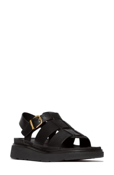 Fitflop Womens Gen-ff Leather Fisherman Sandals In All Black 090