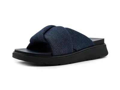 Fitflop Gen Ff Folded Denim Slides In Blue