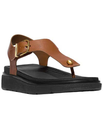 Fitflop Gen Ff Leather Back Strap Toe Post Sandal In Deep Tan