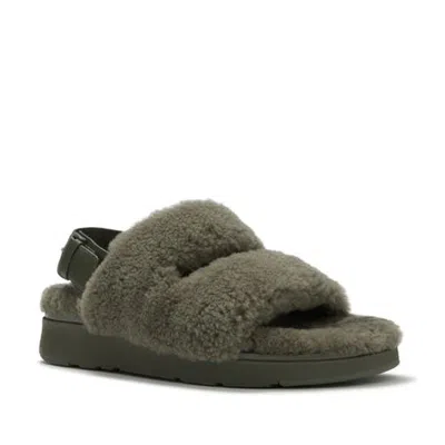 Fitflop Gen-ff Shearling Two-bar Sandals In Green