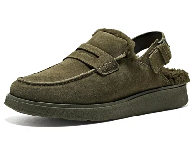 Fitflop Gen-ff Suede Shearling Loafer Back-strap Mules Women's Flat Shoes Deep Olive: 5 M (b) In Green