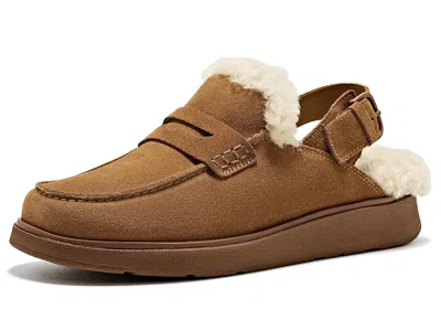 Fitflop Gen-ff Suede Shearling Loafer Back-strap Mules Women's Flat Shoes Terracotta Tan: 9 M (b) In Brown