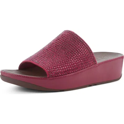 Fitflop Ginny Glitz Pool Slide Sandal In Berry