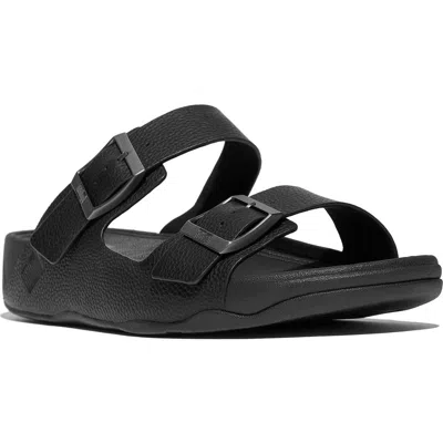 Fitflop Gogh Moc Buckle Leather Slide Sandal In Black