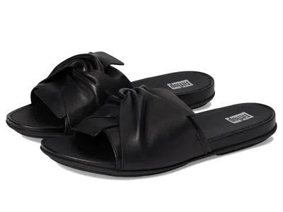 Fitflop Gracie Soft-twist Leather Slides In Black