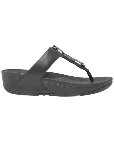 Fitflop Hallye Chain Leather Toe Post Sandal In Black