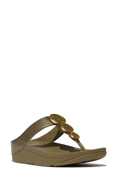Fitflop Halo Platform Wedge Flip Flop In Green