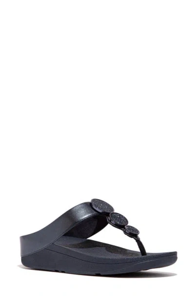 Fitflop Halo Platform Wedge Flip Flop In Metallic Midnight Navy