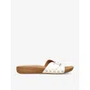 Fitflop Iqushion Womens Adjustable Buckle Leather Slides In White