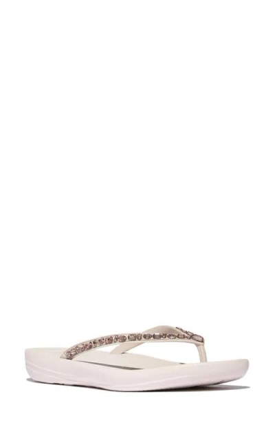 Fitflop Womens Iqushion Multi-crystal Ergonomic Flip-flops In Nude Rose C53