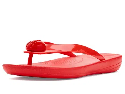 Fitflop Iqushion Glossy-button Flip-flops In Animal Print
