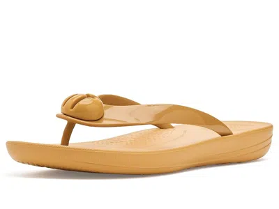 Fitflop Iqushion Glossy-button Flip-flops In Animal Print