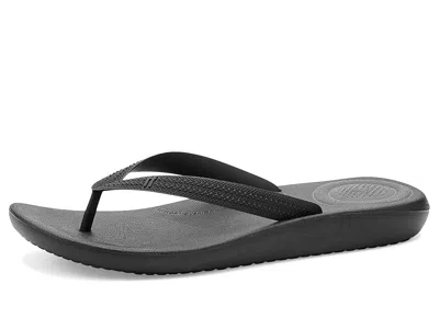 Fitflop Iqushion Textured-strap Flip-flops In Black
