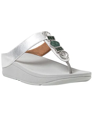 Fitflop Jewelstone Leather Sandal In Silver
