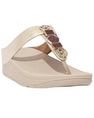 Fitflop Jewelstone Leather Sandal In White