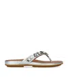 Fitflop Leather Embellished Gracie Flip Flops In Silver