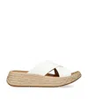 Fitflop Leather F-mode Flatform Slides In White