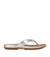 Fitflop Leather Gracie Flip Flops In Silver
