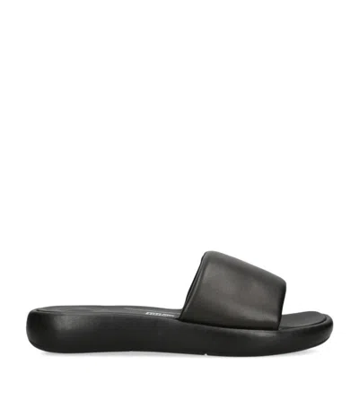 Fitflop Leather Iqushion D-luxe Slides In Black