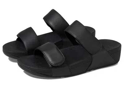 Fitflop Lulu Adjustable Leather Slides In Black