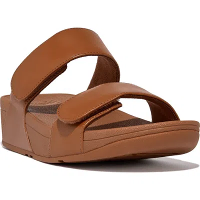 Fitflop Lulu Adjustable Leather Slides Sandals In Brown