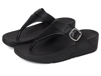 Fitflop Lulu Adjustable Leather Toe Post Sandals In Black