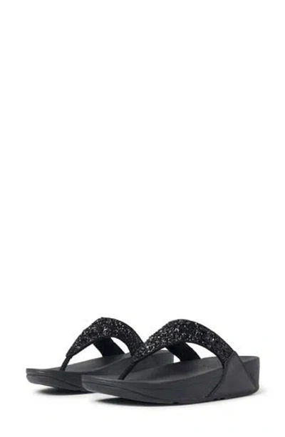 Fitflop Lulu Bead Embellished Wedge Sandal In All Black