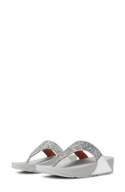 Fitflop Lulu Bead Embellished Wedge Sandal In Silver