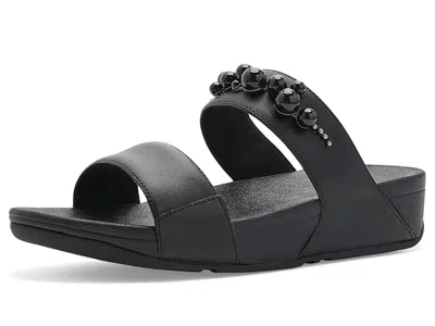 Fitflop Lulu Beaded Slides Women's Wedge Shoes All Black: 5 M (b)