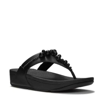 Fitflop Lulu Beaded Toe-post Sandals In Black