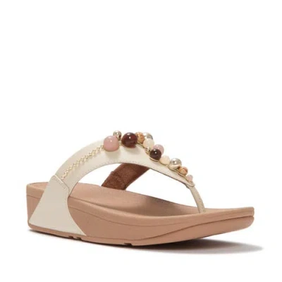 Fitflop Lulu Beaded Toe-post Sandals In Neutral